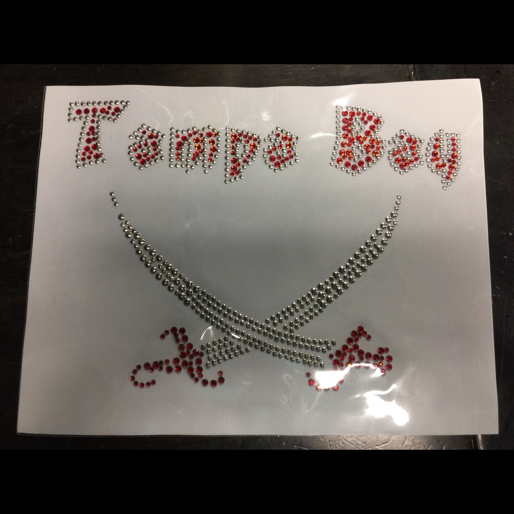 Tampa Bay rhinestone transfer with nailheads